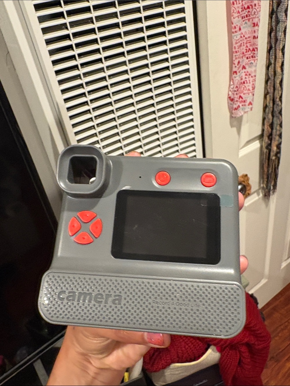Gray Portable Digital Camera Toy with Red Buttons
